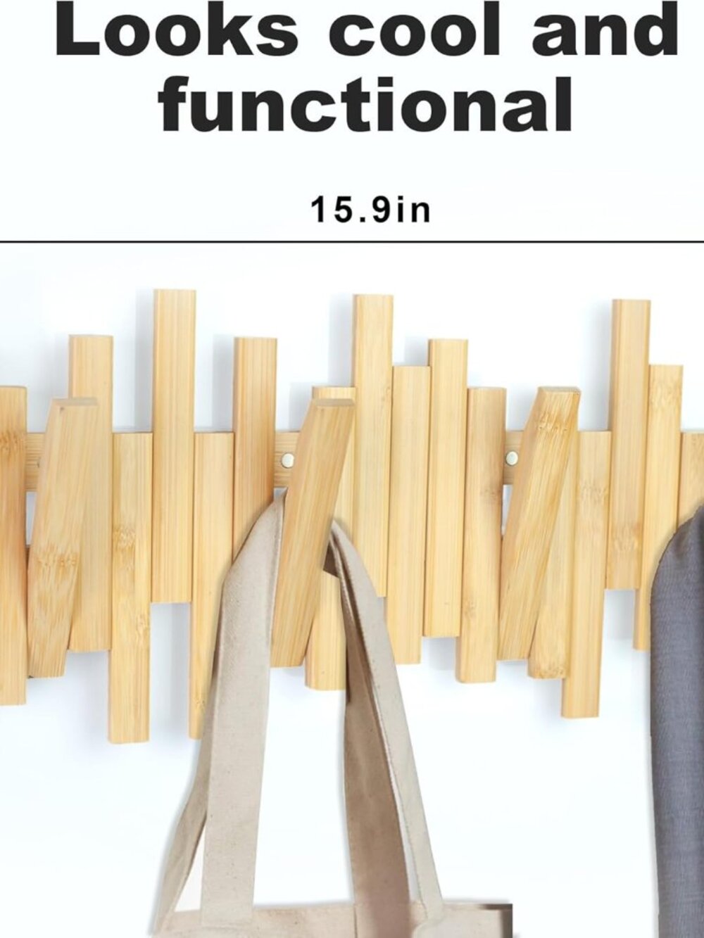 Bamboo Multi Hook Coat Rack - Picture 2 of 4